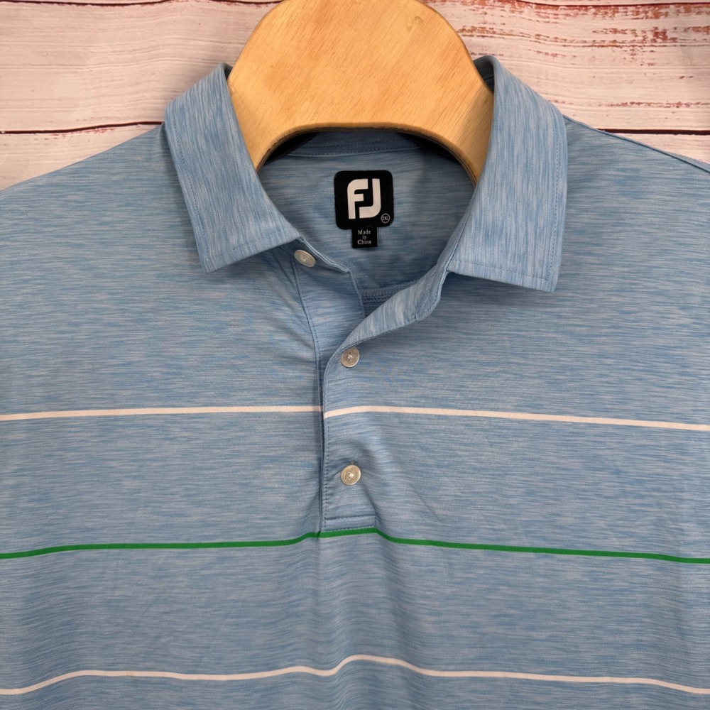 FootJoy Golf Polo Shirt 2XL Blue Striped Cedar Hammock Golf &‎ Country Club